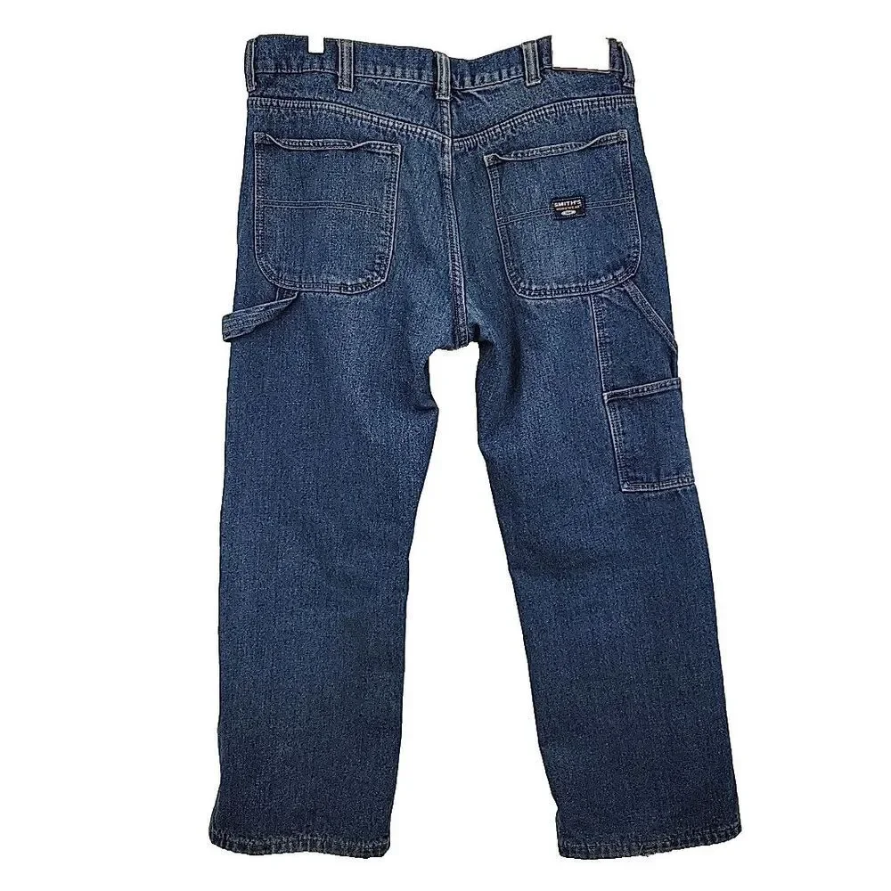 Smiths Mens Flannel Lined Carpenter Jeans Measures Size 36x28 Workwear